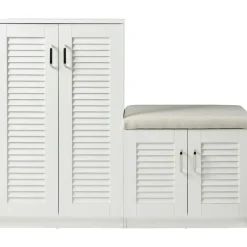 [en.casa] Løten 120 x 97 x 36 cm mit Sitzbank weiß / weiß