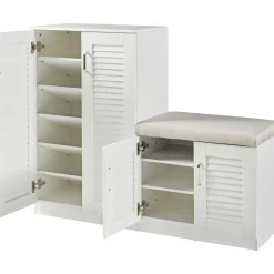 [en.casa] Løten 120 x 97 x 36 cm mit Sitzbank weiß / weiß