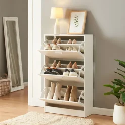 [en.casa] Sykkylven 60 x 103 x 24 cm mit 3 Klappen weiß / weiß