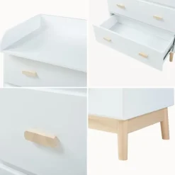 [en.casa] Wickelkommode Sarievn mit Wickelauflage 100x80x53 cm Weiß