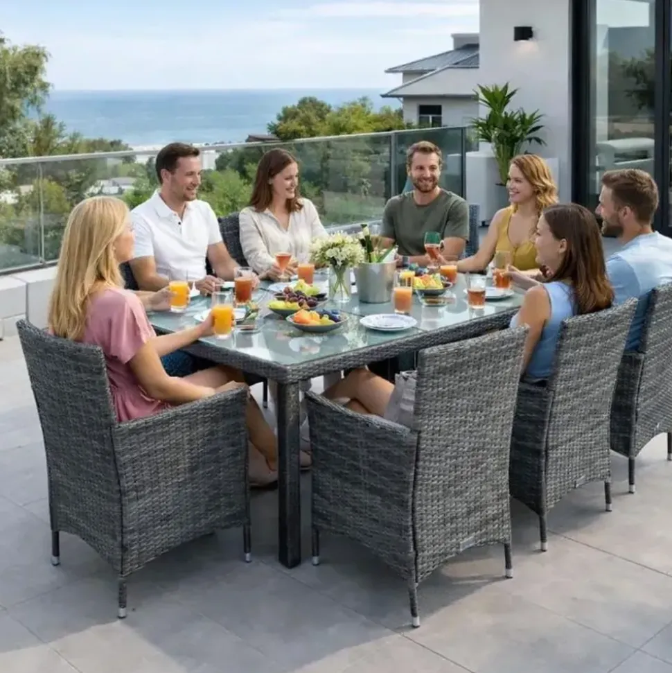 Estexo Polyrattan Set 8-tlg. Anthrazit