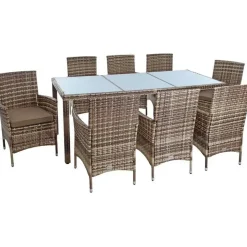 Estexo Polyrattan Set 8-tlg. Beige/Braun