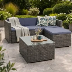 Estexo Rattan Lounge-Set grau 512469