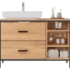 EUGAD Waschbeckenunterschrank 2 Schubladen 30 x 60 cm Beige