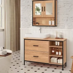 EUGAD Waschbeckenunterschrank 2 Schubladen 30 x 60 cm Beige