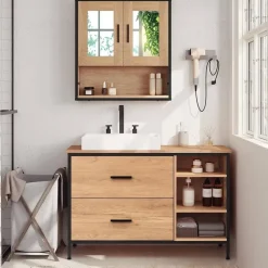 EUGAD Waschbeckenunterschrank 2 Schubladen 30 x 60 cm Beige