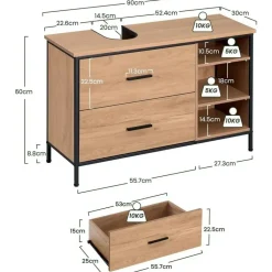 EUGAD Waschbeckenunterschrank 2 Schubladen 30 x 60 cm Beige