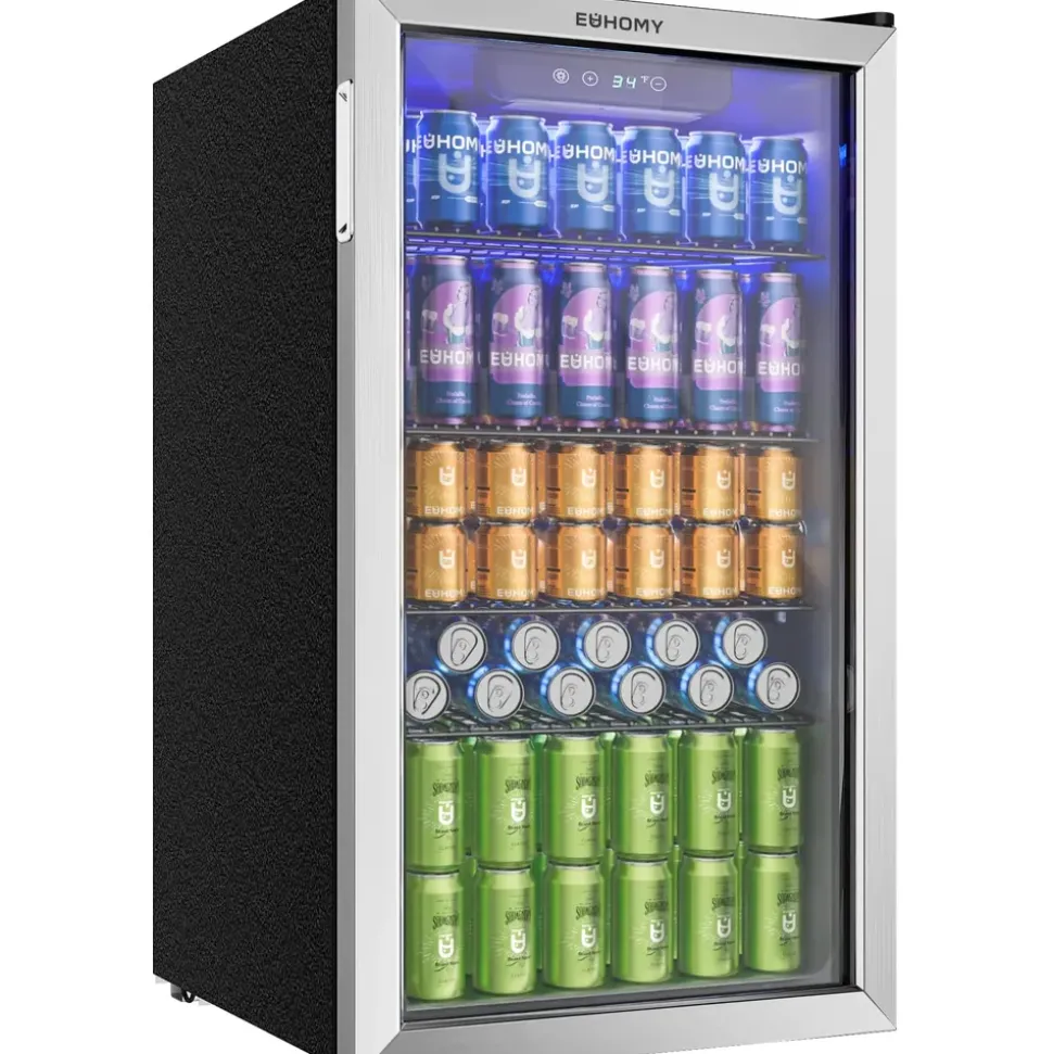 euhomy 90L Getränkekühlschrank 90 l 850 mm hoch Silber