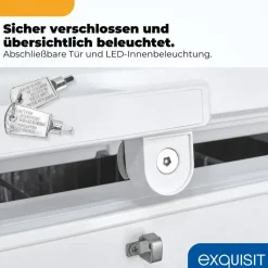 Exquisit Gefriertruhe GT220-HE-010A weiß | 217 l Nutzinhalt | Energieklasse A | Schnellgefrieren | LED-Anzeige | abschließbare Tür