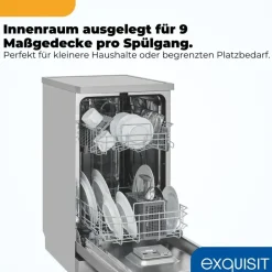 Exquisit GSP9109-450D Standgeschirrspüler (freistehend, 845 mm, Silber)