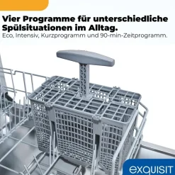 Exquisit GSP9109-450D Standgeschirrspüler (freistehend, 845 mm, Silber)