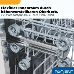 Exquisit GSP9109-450D Standgeschirrspüler (freistehend, 845 mm, Silber)