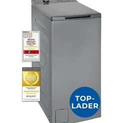 Exquisit LTO51207-030A Toplader silber (7,5 kg, 1200 U/min)