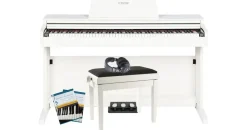 Fame Digitalpiano Set, DP-2000 WH, 88 Tasten, Hammermechanik, 16 Sounds, 128-fache Polyphonie, inklusive Klavierbank, Kopfhörer, Notensammlung