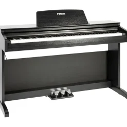 Fame DP-2000 E-Piano mit Hammermechanik, anschlagdynamischen 88 Tasten, voller Klavierklang, 16 Orchesterklangfarben, 128-fache Polyphonie, wertiges Gehäuse mit Deckel, Digital Piano in schwarz