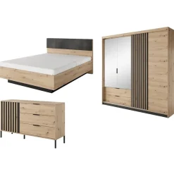 Feldmann-Wohnen Schlafzimmer-Set), 5-teilig Artisan Eiche anthrazit