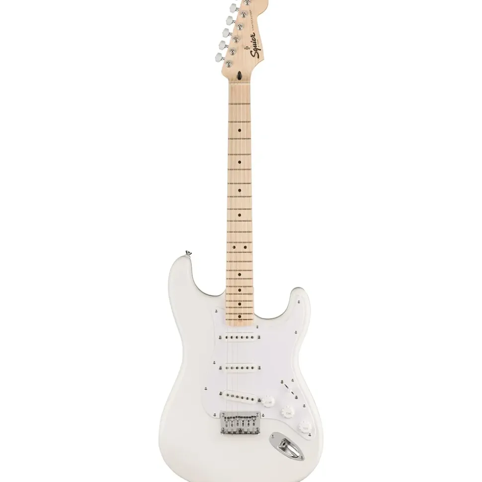 Fender Squier Sonic Stratocaster HT, E-Gitarre, Ahorngriffbrett, Weiße Schlagplatte, Arctic Weiß, Inklusive kostenloser virtueller Kurse auf Fender Play