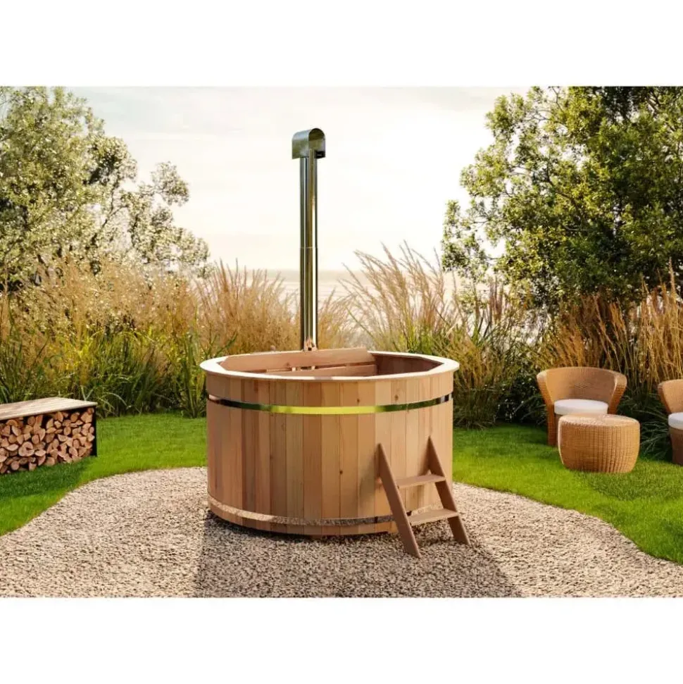 FinnTherm Badefass Bergen 200 x 101 cm mit Holzofen