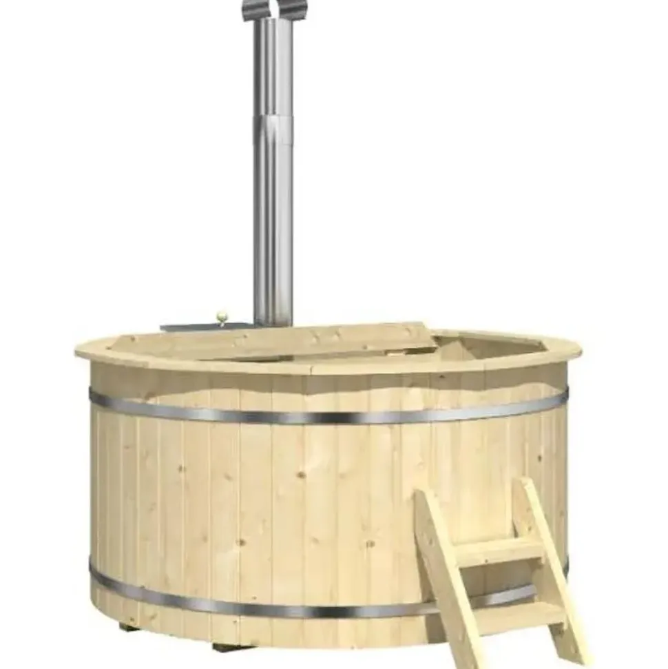 FinnTherm Badefass Bergen 200 x 101 cm mit Holzofen