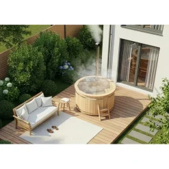 FinnTherm Badefass Bergen 200 x 101 cm mit Holzofen