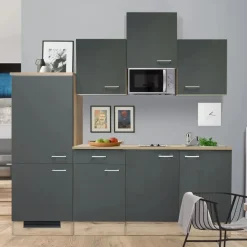 Flex-Well Küchenzeile Morena 210 cm E-Geräte grau
