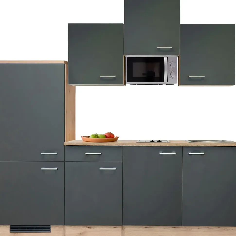 Flex-Well Küchenzeile Morena 210 cm E-Geräte grau