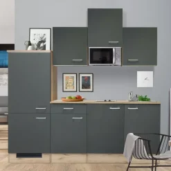 Flex-Well Küchenzeile Morena 210 cm E-Geräte grau