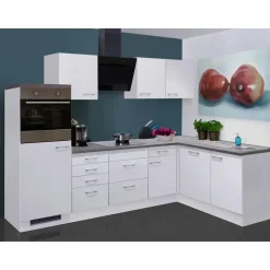 Flex-Well Winkelküche Lucca L-Form E-Geräte 280 x 170 cm weiß