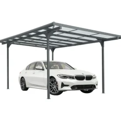 Floraworld Carport Freiburg 2,99 x 4,96 m anthrazit inkl. Regenrinne