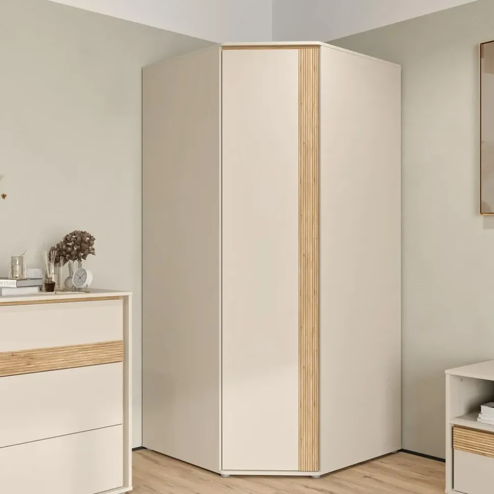 Forte Eckschrank WEXLIN 92,2 x 193,7 x 92,2 cm Beige