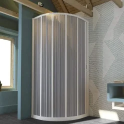 Forte Flex Halbrund-Duschkabine mit Faltduschtür rechts 90 x 70 cm 185 cm Weiß