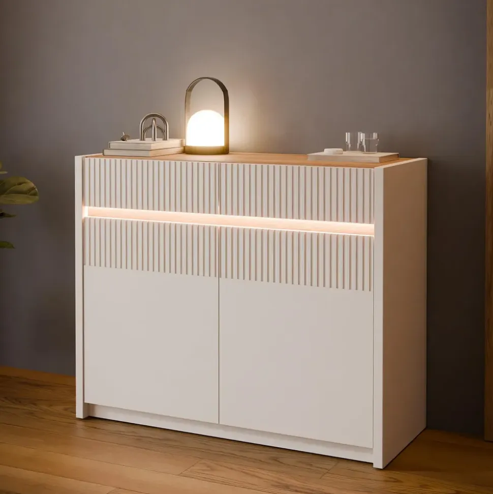 Forte Oak Squere Sideboard 105,3 x 85,9 x 41,5 cm Mauvella Eiche/Sand