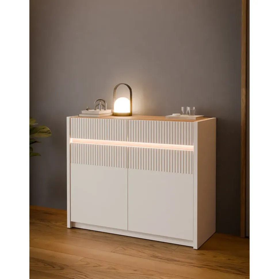 Forte Oak Squere Sideboard 105,3 x 85,9 x 41,5 cm Mauvella Eiche/Sand