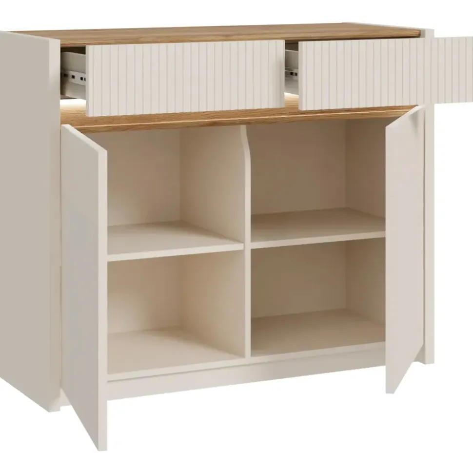 Forte Oak Squere Sideboard 105,3 x 85,9 x 41,5 cm Mauvella Eiche/Sand