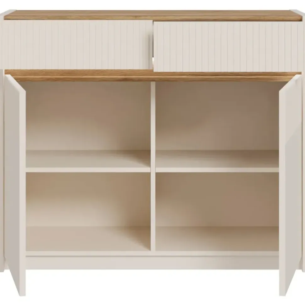 Forte Oak Squere Sideboard 105,3 x 85,9 x 41,5 cm Mauvella Eiche/Sand