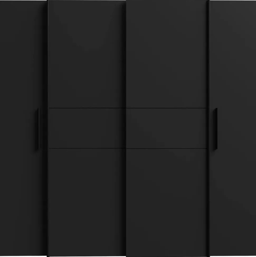 Forte Schiebetürenschrank Kalixtus 200,1 x 190,5 x 61,6 cm Schwarz