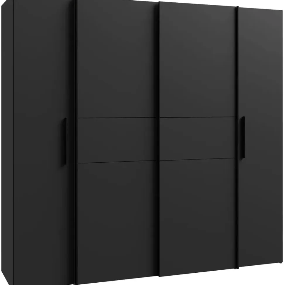 Forte Schiebetürenschrank Kalixtus 200,1 x 190,5 x 61,6 cm Schwarz