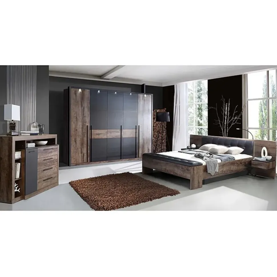 Forte Schlafzimmer-Set Schlafzimmerset 2 Bellevue Schwarzeiche Schlammeiche