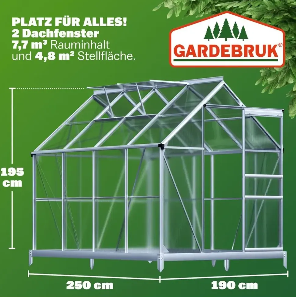 Gardebruk Frühbeet Aluminium Grau HKP 4 mm 3,6 m2