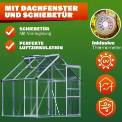 Gardebruk Gewächshaus Aluminium Grau HKP 3 mm 3,6 m2
