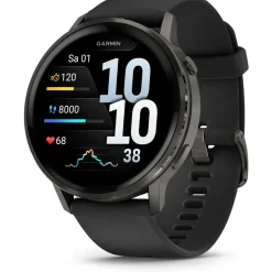 Garmin Venu 4 45 mm Schwarz/Schiefergrau Silikon Armband Grau