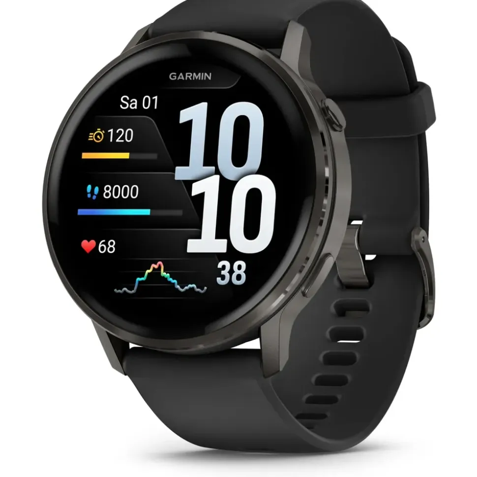 Garmin Venu 4 45 mm Schwarz/Schiefergrau Silikon Armband Grau