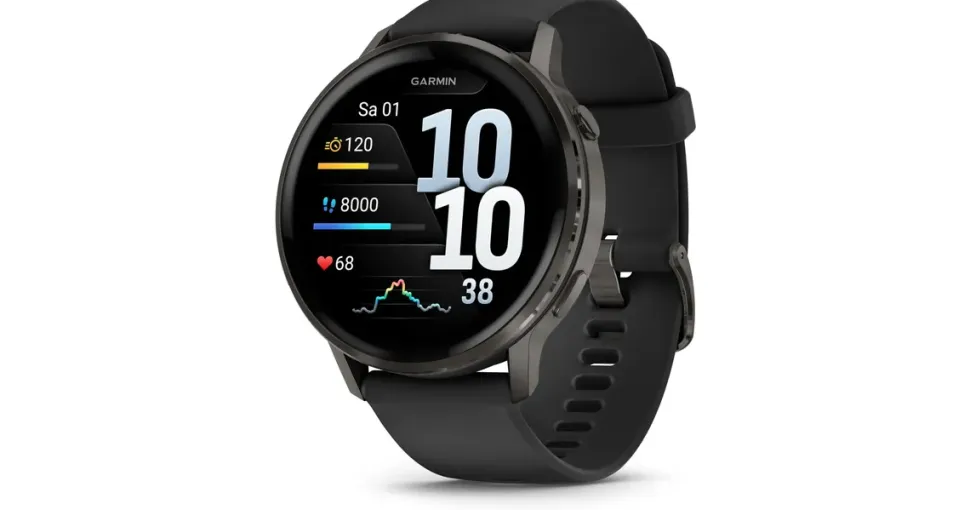 Garmin Venu 4 45 mm Schwarz/Schiefergrau Silikon Armband Grau