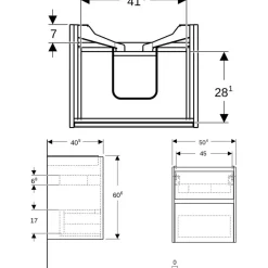 Geberit Waschtischunterschrank 2 Schubladen 50,4 x 60,6 x 40,5 cm Weiß