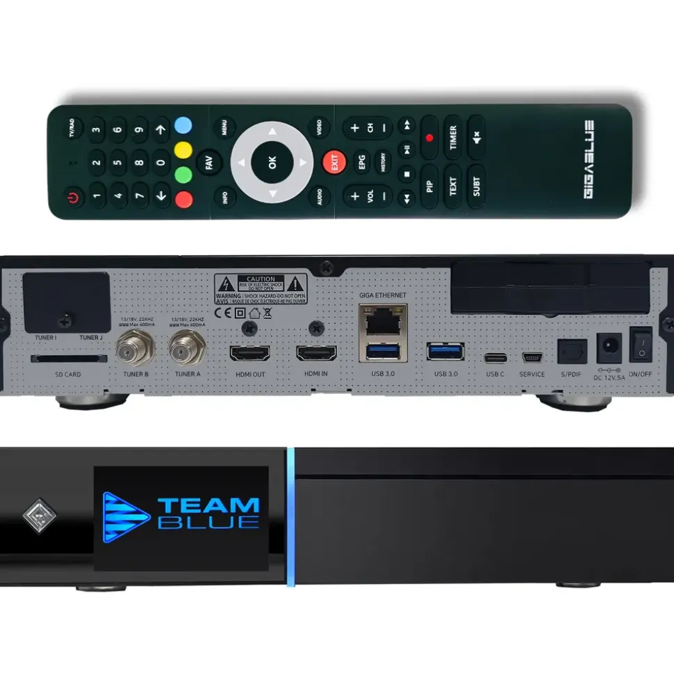 GiGaBlue UHD Quad 4K Pro 2x FBC DVB-S2 Twin Tuner 3x USB 3.0 E2 Linux Receiver