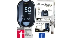 GlucoCheck GOLD Blutzuckermessgerät mmol/l + 110 Blutzuckerteststreifen