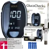 GlucoCheck GOLD Blutzuckermessgerät-Set mg/dl mit 60 Blutzuckerteststreifen
