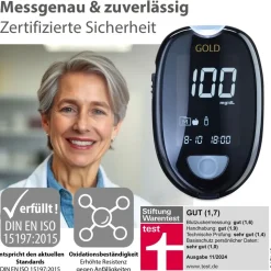 GlucoCheck GOLD Blutzuckermessgerät-Set mg/dl mit 60 Blutzuckerteststreifen