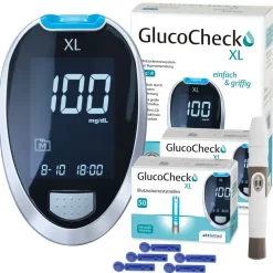 GlucoCheck XL Blutzuckermessgerät mg/dL inkl. 110 Teststreifen