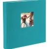 Goldbuch 24 893 Fotoalbum mit Bildausschnitt, Bella Vista Türkis, Erinnerungsalbum im Format 25 x 25 cm, Foto Album 60 weiße Seiten mit Pergamin-Trennblättern, Fotobuch mit Leineneinband, Cyan